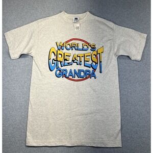 Vintage World's Greatest Grandpa Single Stitch Men's T-Shirt White Medium Hills